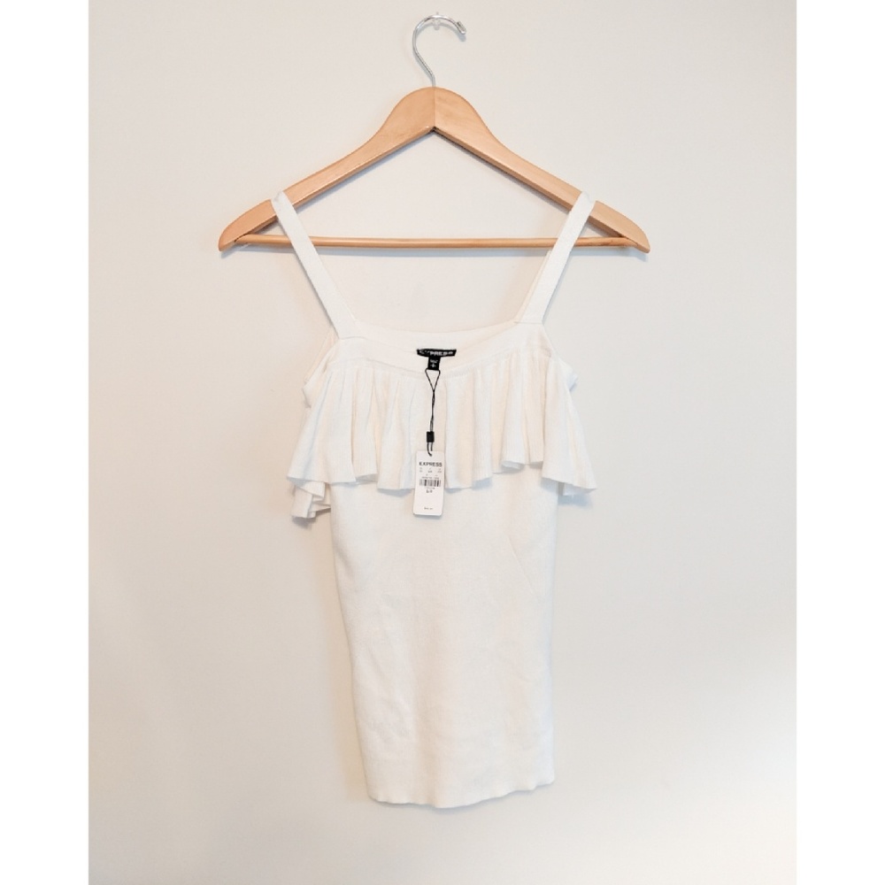 Express | Off the Shoulder White knit Top